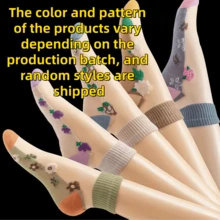 10 piezas/paquete Calcetines de verano transparentes con cristales, calcetines cortos de tubo para mujer, calcetines de tobillo con bordados de encaje, ultra delgados y transpirables anti-enganches (color y patrón aleatorios) - Multicolor - Ver 11