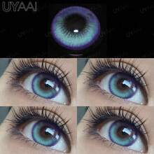 Olhos de fada descartáveis anuais UYAAI para mulheres, na cor azul, com design vívido de 14,5 mm, ideais para cosplay, convenções de quadrinhos, eventos de anime, bailes de máscaras e festas temáticas. - Azul - Ver 2