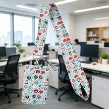 Soporte de tarjeta con cordón de dibujos animados de la serie médica, Cordones para tarjeta de identificación con temática médica de colores impresos, Soporte para tarjeta de identificación de estudiante de campus, Funda protectora para tarjeta de autobús/trabajo, Cordón para teléfono y llavero, Soporte para tarjeta de identificación con temática de enfermera/médico, Funda duradera antiperidida para tarjeta con cordón, Soporte universal para tarjeta con cordón para oficina/escuela/transporte, Múltiples estilos disponibles, Gran regalo para personal médico/estudiante - Tarjetero con cordón para teléfono con forma de gato - Ver 4
