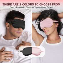 2pcs Sleep Eye Mask Set, Faux Silk Eye Mask, Soft & Comfortable, Effective Light Blocking, Reduce Eye Puffiness, Improve Sleep Quality (Pink & Black) - Pink + Black - View 6