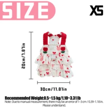 Cute Avocado Rabbit Tulip Print Layered Ruffle Hem Princess Pet Dress, Red Elastic Ruffle Strap, Soft Breathable Lightweight Pet Clothing, Suitable For Small Dogs Cats Indoor, Outdoor Walking And Pet Photography - Red - View 9