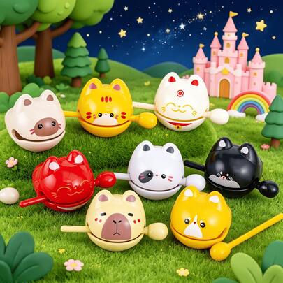 减压木质鱼形桌面摆件，可爱卡通治愈系桌面装饰品，办公桌情绪稳定器，创意敲击发声玩具，办公解压玩具，家用桌面装饰，送亲朋好友的礼物，多色趣味木质鱼形摆件，办公桌配件，办公用品，办公配件