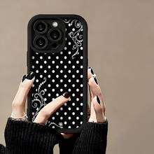 Pearl Polka Dot Dream Patterned Card Holder Leather Case Is Compatible With IPhone 17 Pro Max/Air/16/15/14/13/12/11.For  S22/S23/S24/25. It's An Ideal Gift For Christmas, Valentine's Day, And New Year's, Perfect For Boyfriends, Girlfriends, And Family. - 黑色3 - 查看 1