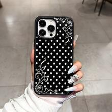 Pearl Polka Dot Dream Patterned Card Holder Leather Case Is Compatible With IPhone 17 Pro Max/Air/16/15/14/13/12/11.For  S22/S23/S24/25. It's An Ideal Gift For Christmas, Valentine's Day, And New Year's, Perfect For Boyfriends, Girlfriends, And Family. - 黑色1 - 查看 4