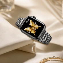 Dây đeo tương thích với Apple Watch 40mm 38mm 41mm 42mm (Series 11 10) dành cho Nữ/Nam, Dây đeo thay thế bằng thép không gỉ mỏng tương thích với đồng hồ Series 11 10 9 8 7 6 5 4 3 2 1, SE. - màu đen - Xem 2