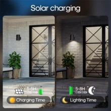 1pc LED Wall Light Outdoor Lighting, Solar Powered, Light Sensing Control, Warm Light, Outdoor Solar Wall Light, Used For Garden, Courtyard, Garage, Porch, Balcony Lighting - Solar - View 4