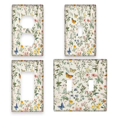 1pc Vintage Floral Design Polycarbonate Thermoplastic Art Panel, 1-Hole/2-Hole, For Decorating Wall Surfaces, Suitable For Indoor And Outdoor Switch Panels Including Bedroom And Kitchen