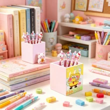 SpongeBob SquarePants Hộp đựng đồ để bàn hình hoạt hình dễ thương, dung tích lớn, đựng bút và cọ trang điểm, giao hàng ngẫu nhiên. - Nhiều màu - Xem 3