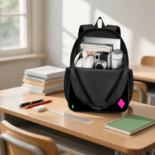 Mochila de moda, adecuada para niños y niñas - Mochila diaria ligera, correas de hombro ajustables, 15 pulgadas, diseño de impresión de dibujos animados, cierre con cremallera, adecuada para la escuela, el campamento, los viajes - A - Ver 8