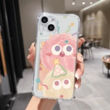 1 unidad Monstruos fiesta colores suaves Funda para iPhone 17 air, protección anticaída con airbag reforzado en las cuatro esquinas, tarjetero invisible integrado en la parte trasera, compatible para tarjeta personal, carnet de conducir, tarjeta de acceso y tarjeta de transporte, funda protectora antigolpes portátil con ranura para tarjetas, diseño sencillo y elegante, ideal para uso diario, desplazamientos y viajes - Negro - Ver 4