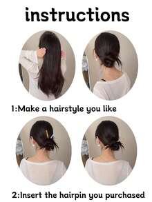 4个女士时尚简约优雅甜美醋酸纤维发夹，适合日常佩戴 - 彩色 - 查看 3