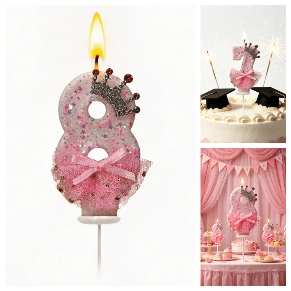 粉色蓬蓬裙皇冠0-9数字生日蜡烛,女孩一周岁生日蛋糕装饰,公主主题生日派对用品,婴儿派对甜点桌装饰,闪光薄纱裙数字蜡烛,生日拍照道具,一周岁生日礼物,生日派对装饰,女孩一周岁生日派对,公主主题生日派对,甜点桌,生日拍照道具 - 芭蕾裙款式1 - 查看 1