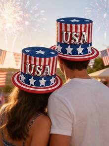 1 Peça Novo Chapéu do Dia da Independência Americana, Chapéu de Torcida da Copa do Mundo, Adereço de Decoração de Festa, Cartola com Bandeira Americana, Adequado para Torcedores de Esportes, Chapéu do Tio Sam, Adereço de Decoração do Dia da Independência Americana, Adequado para o Dia da Independência Americana, Jogos da Copa do Mundo, Reuniões Familiares e Uso Diário - Multicolorido - Visão 4