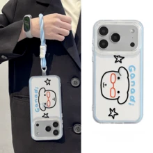 1 chiếc ốp lưng điện thoại hình chú cún dễ thương Kawaii có dây đeo cổ tay bảo vệ camera cho iPhone 17Pro Max 17Air 17 16 15 14 13 12 11 Pro Max Plus, phù hợp cho nữ giới. Món quà lý tưởng cho sinh nhật/Ngày của Mẹ. - Màu xanh nhạt - Xem 6