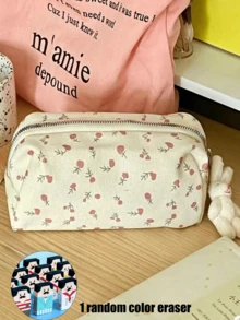 可爱碎花铅笔盒，高品质学生桌面文具收纳袋，返校必备学习用品，铅笔袋，学生背包 - 均碼 - 查看 8