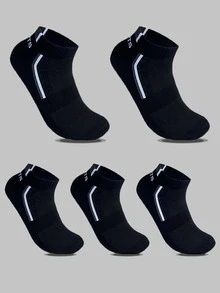 5 Pares Calcetines Deportivos Absorbentes Del Sudor Delgados Y Negros - Multicolor - Ver 6