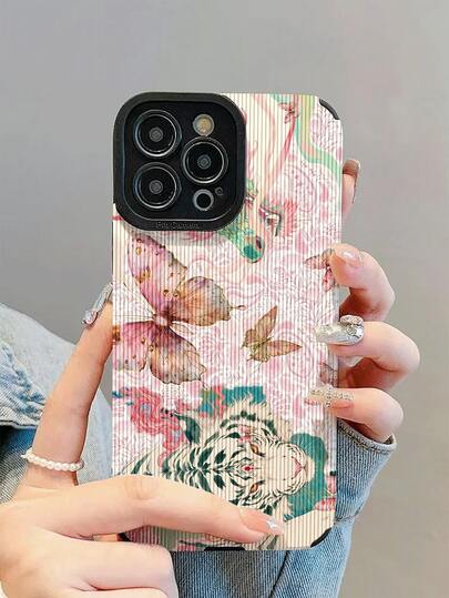 1 chiếc ốp lưng điện thoại chống sốc mới, thời trang và thanh lịch, họa tiết bướm hồng và hổ trắng, thiết kế sành điệu, thích hợp làm quà tặng cho bạn bè và gia đình, dành cho iPhone 17/17Air/17Pro/17ProMax/ 16/16Plus/16Pro/16ProMax/ 15/15Plus/15Pro/15ProMax/ 14/14Plus/14Pro/14ProMax/ 13/13Pro/13ProMax/ 12/12Pro/12ProMax/ 11/ 11Pro/11ProMax