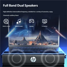 HP WS10 Speaker Modern Style Metal Long Strip Speaker Heavy Bass Audio Computer Cellphone TV Laptop Surround Sound Home Powerful Volume Speaker Original HP Speaker - 查看 9
