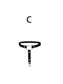 1/4 chiếc dây nịt tất nữ cạp cao có kẹp chống trượt, dây nịt tất đùi co giãn kiểu punk gothic có thể điều chỉnh, dây nịt tất đùi giả da hình trái tim/ngôi sao/nơ. - màu đen - Xem 10