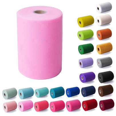 1 pieza Rollo de tela transparente de 6 pulgadas de ancho x 30 yardas de largo - Tela de poliéster suave y antideslizante con un ligero brillo, adecuada para manualidades DIY, decoración de bodas, decoración de fiestas y confección de faldas para muñecas - Disponible en 18 colores incluyendo blanco, naranja, morado, rosa, rojo, verde - Decoración de fiestas | Tela texturizada | Enrollado ordenado