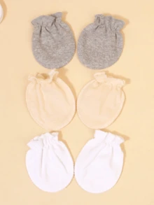 3双新生儿手套，柔软棉质防抓手套，呵护娇嫩肌肤 - 3Pairs - 查看 5