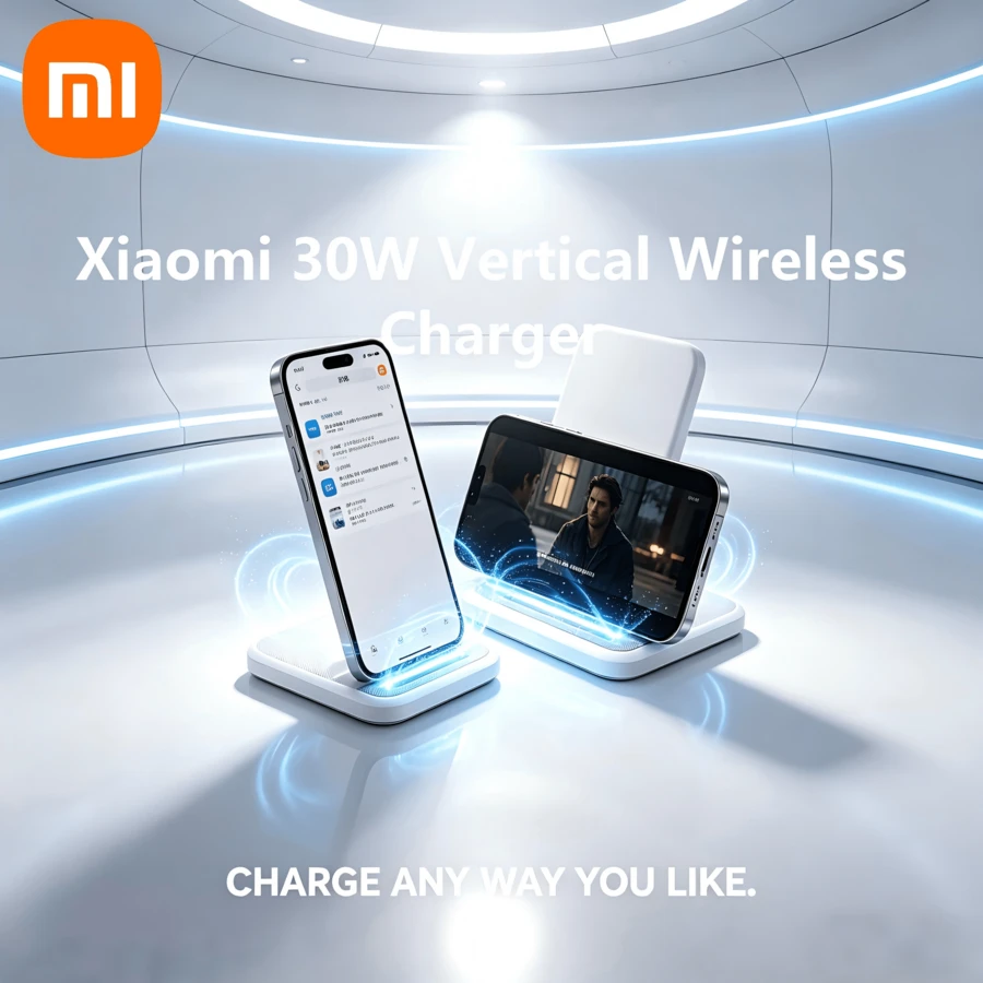 Tangle-Free Quality Wireless Charger Xiaomi Wireless Charging Pad Vertical Fast Wireless Charging Stand Fast Charging Station For IOS And Android Smartphones Max Power 30W Overcharge Protection Graduation Gift Memorial Day - White - View 1