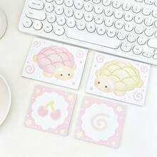 Libreta cuadrada con diseño de tortuga y sakura, sin adhesivo, 50 páginas/libro, patrón floral dulce en rosa, con puntos y estrellas, adecuado para oficina, escuela y organización del hogar, artículos de papelería con tema rosa - Multicolor - Ver 1