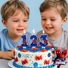 1支卡通3D数字蜡烛，主题儿童生日蛋糕蜡烛，生日派对装饰。闪光娃娃蜡烛组合装饰。 - 彩色 - 查看 3