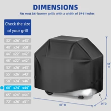 Outdoor Barbecue Grill Cover, Made Of Polyester Material, Waterproof, Tear-Resistant, Fade-Resistant, Easy To Put On/Take Off, With Hook And Loop Strap And Adjustable Drawstring Hem (10 Sizes Available) - Black - View 18