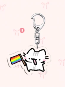 1個/7個裝可愛貓咪壓克力鑰匙圈，瓢蟲風貓咪、LGBTQ+彩虹旗貓咪、草莓與藍莓水果貓咪、外星貓可愛吊飾，汽車鑰匙圈、掛繩與手機裝飾，適合情侶、家人及LGBTQ+好友派對禮物 - 彩色 - 查看 14