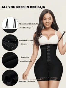 1pc Adjustable Black Shapewear Jumpsuit For Women, Butt Lifting & Waist Cinching, Suitable For Various Occasions And Activities - Black - View 7