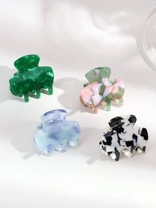 4pcs Women's Versatile Acetate Square Small Hair Clips, Suitable For Daily Wear - Multicolor - View 5