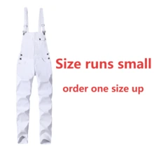Men's Denim Bib Overalls – Slim/Workwear Fit Options, Lightweight Fashion Jumpsuit With Pockets - 白色 - 查看 2