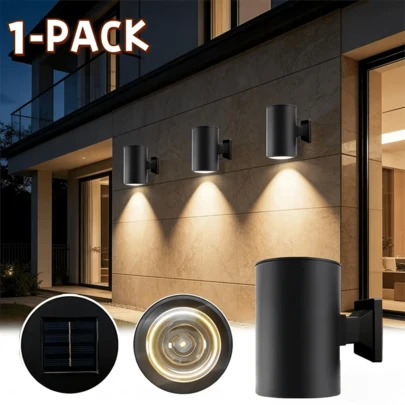 1pc LED Solar Wall Light, Outdoor Cylindrical Modern Solar Wall Light, Light Source Sensing, IP44 Protection Level, Outdoor Step Light, Suitable For Houses, Porches, Gardens, Courtyards, Terraces, Fences And Other Places