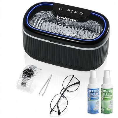 Ultrasonic Jewelry Cleaner Machine, 45kHz Jewelry Cleaner Ultrasonic Machine With 7 Oz Retainer & Jewelry Cleaner Solution, 550ML Portable Ultrasonic Cleaner Machine For Eyeglasses, Rings, Watch Strap, Dentures