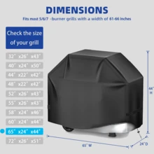 Outdoor Barbecue Grill Cover, Made Of Polyester Material, Waterproof, Tear-Resistant, Fade-Resistant, Easy To Put On/Take Off, With Hook And Loop Strap And Adjustable Drawstring Hem (10 Sizes Available) - Black - View 17