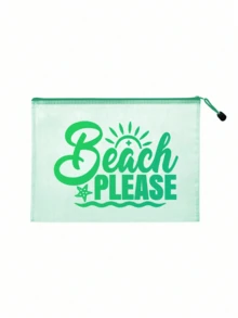1pc Stylish Waterproof Pvc Beach Bag – Transparent Cosmetic Pouch With Vacation Style Colorful Letter "Beach" Print, Nylon Zipper, A4 Size | Pool Tote, Summer Essential For Swimming, Diving, Travel, Gym, Weekend Getaway, Spring Garden Party | Back To School Gift, Teacher Appreciation Gift - Multicolor - View 14