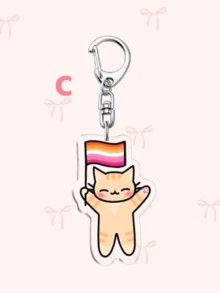1 pieza/7pcs Llavero de acrílico con gato LGBTQ+ Pride, gato de dibujos animados lindo sosteniendo múltiples banderas, con patrones de banderas de estilo diverso. Puede decorar bolsos, llaves de coche, cordones y teléfonos, adecuado para regalos entre amigos, familiares, maestros y estudiantes, ideal para fiestas, temporada de graduación y mes del orgullo. - Multicolor - Ver 4