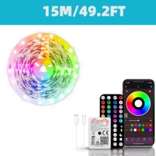 LED灯带，长度3-100英尺，带音乐同步变色功能，可通过App控制或44键遥控器使用，适用于客厅、厨房、衣柜和楼梯等场所。 - 彩色 - 查看 13