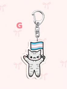 1 pieza/7pcs Llavero de acrílico con gato LGBTQ+ Pride, gato de dibujos animados lindo sosteniendo múltiples banderas, con patrones de banderas de estilo diverso. Puede decorar bolsos, llaves de coche, cordones y teléfonos, adecuado para regalos entre amigos, familiares, maestros y estudiantes, ideal para fiestas, temporada de graduación y mes del orgullo. - Multicolor - Ver 8