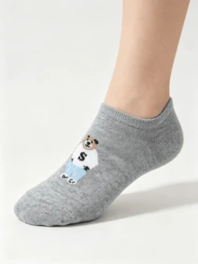 1/5 Pairs Cute Graffiti Casual Comfortable Breathable Spring/Summer Boat Socks - Multicolor - View 13