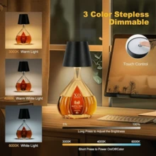 Wireless Wine Bottle Lamp, Wireless Lamp Shade, Dimmable Color, Bottle Stopper Night Light Set, Rechargeable RGB Touch Dimming, Suitable For Home, Bar, Wedding, Party, Perfect Creative Gift - Multicolor - View 4
