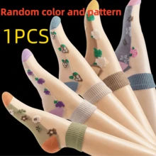 10 piezas/paquete Calcetines de verano transparentes con cristales, calcetines cortos de tubo para mujer, calcetines de tobillo con bordados de encaje, ultra delgados y transpirables anti-enganches (color y patrón aleatorios) - Multicolor - Ver 12