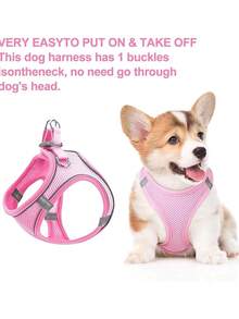 1pc Chest & Leash Harness Set, Backpack Style Pet Leash Harness, Cat Dog Chest Harness Breathable Reflective Escape Proof Outdoor Leash/Small Dog Harness, Breathable Mesh Step-In Vest Harness, Reflective Soft Padded Harnesses Small Sized Dog For Walking - Multicolor - View 3