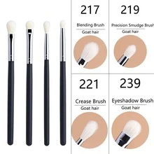 Set de 4 piezas de brochas de maquillaje para ojos, que incluye brocha de sombra de ojos, brocha de surco de sombra de ojos, brocha de difuminado, hechas de pelo de cabra, herramienta de maquillaje, brocha de cejas, brocha de sombra de ojos, cepillo de pestañas, cepillo de pestañas, obsequios - Negro - Ver 9