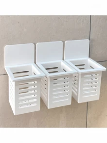 1 chiếc kệ đựng đồ dùng nhà tắm bằng nhựa, gắn tường không cần khoan, đa chức năng để đựng bàn chải đánh răng, kem đánh răng, lược, cọ trang điểm. - A - Xem 14