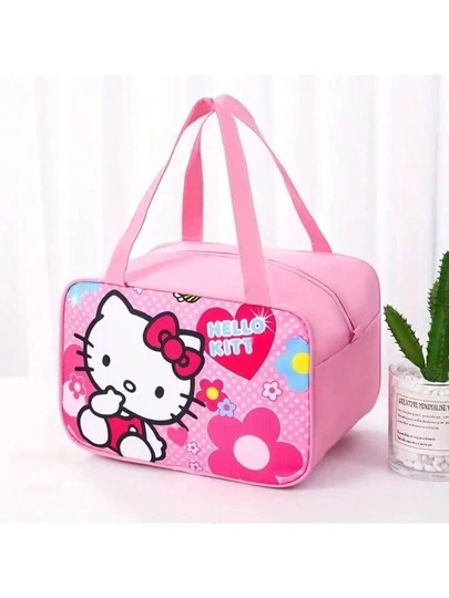 SANRIO 1pc Cute Insulated Lunch Bag, Kawaii Cartoon Print Thermal Tote Bag, Large Capacity Portable Picnic Lunch Box Bag For Girls & Back-To-School Season Fans