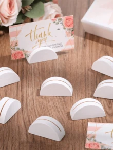 Tempat Kartu Meja Setengah Lingkaran Kayu Putih - Tempat Kartu Meja Setengah Lingkaran Ringan yang Cocok untuk Pernikahan, Pesta, Perjamuan, dan Restoran - Papan Nama Bernomor Elegan untuk Nomor Meja, Menu, dan Pajangan Foto - Beraneka warna - View 2