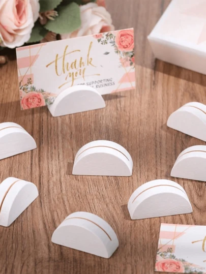 Giá đỡ thẻ bàn hình bán nguyệt bằng gỗ màu trắng - Giá đỡ thẻ bàn hình bán nguyệt nhẹ, phù hợp cho đám cưới, tiệc tùng, tiệc chiêu đãi và nhà hàng - Bảng tên đánh số trang nhã dùng để trưng bày số bàn, thực đơn và ảnh.