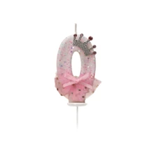 粉色蓬蓬裙皇冠0-9数字生日蜡烛，女孩一周岁生日蛋糕装饰，公主主题生日派对用品，婴儿派对甜点桌装饰，闪光薄纱裙数字蜡烛，生日拍照道具，一周岁生日礼物，生日派对装饰，女孩一周岁生日派对，公主主题生日派对，甜点桌，生日拍照道具 - 芭蕾裙款式1 - 查看 11